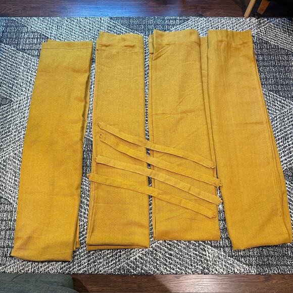 World Market Golden Mustard Woven Curtain Set of 4 With Tie Backs Tab Top 506974